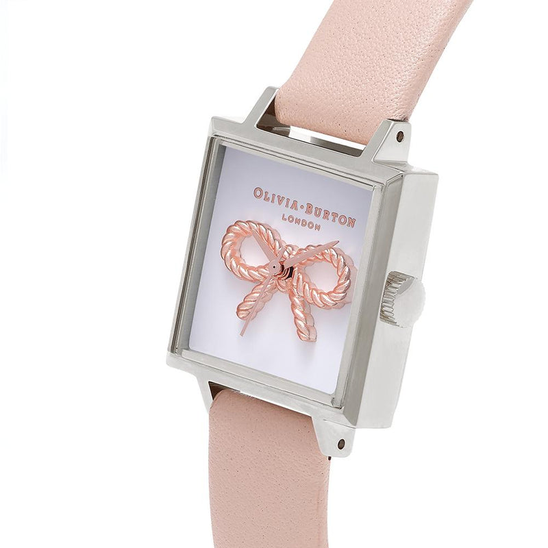 Olivia Burton Vintage Bow Silver Peach Watch - Silver