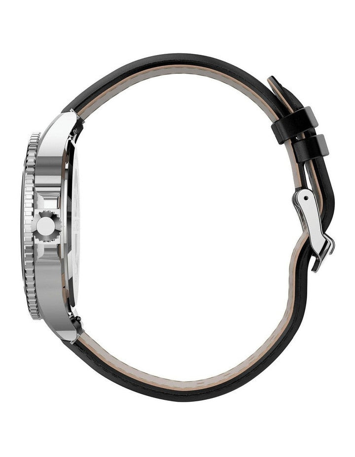 Timex Harbourside Black Leather Watch TW2U12900