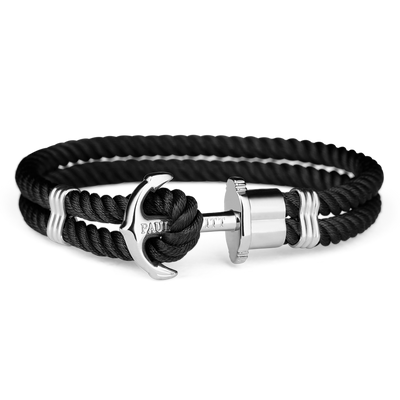 Paul Hewitt Phrep Nylon Silver / Black Bracelet - L