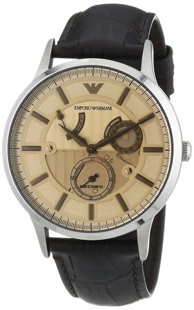Emporio Armani Men's Automatic Watch Brown Leather Champagne Dial AR4660
