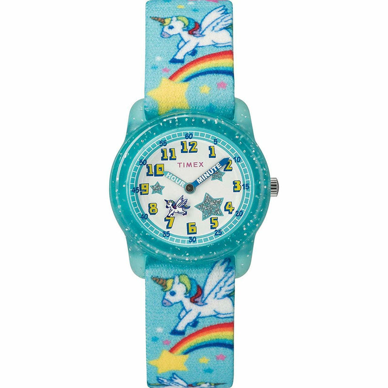 Timex Girls Blue Time Machines Analog Elastic Fabric Strap Watch