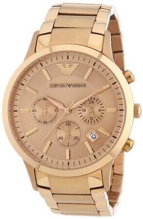 Emporio Armani Womens Rose Gold Chronograph Watch AR2452