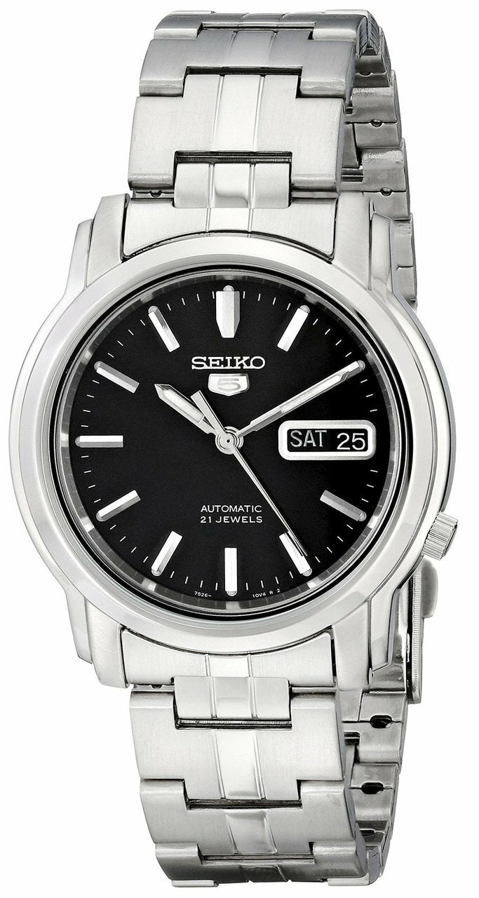 Seiko Mens Snkk71 Seiko 5 Automatic Stainless Steel Watch With Black Dial