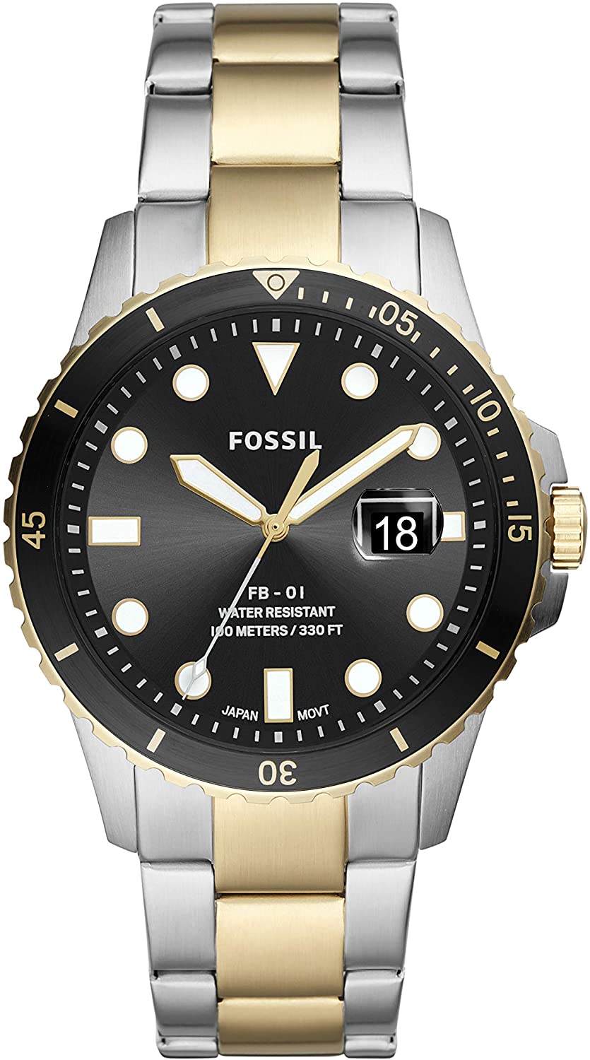 Fossil Three Hand Black Dial Mens Watch FS5653