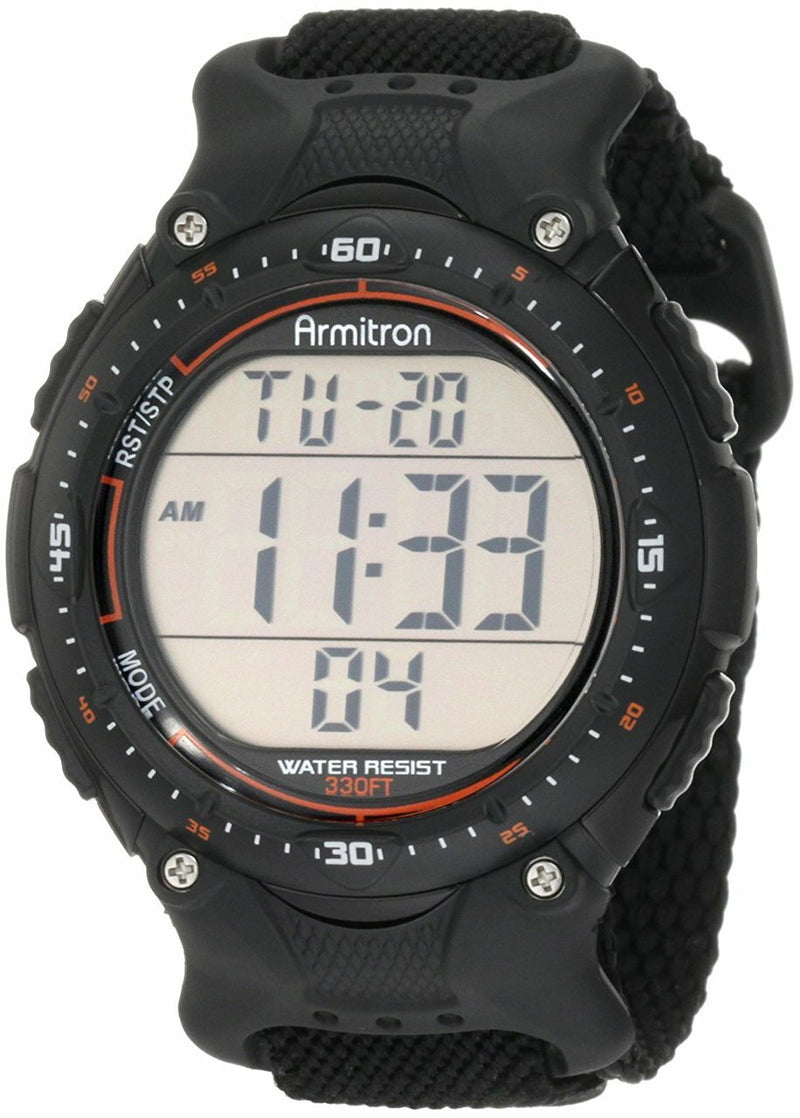 Armitron Sport Mens 408159Blk Chronograph Black Strap Digital Display Watch