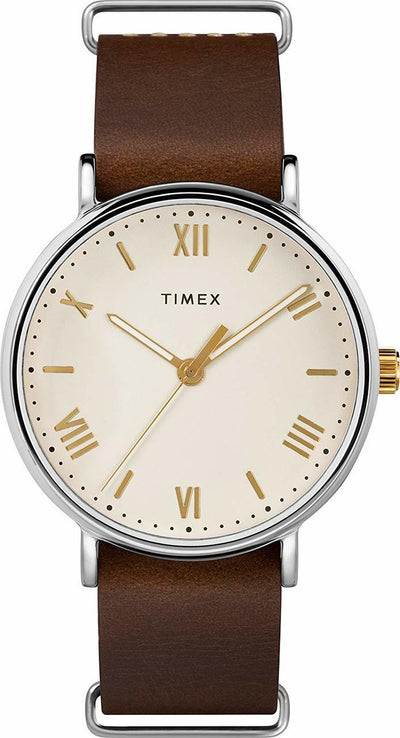 Timex Mens 41Mm Southview Brown Leather Strap Cream Dial Tw2R80400