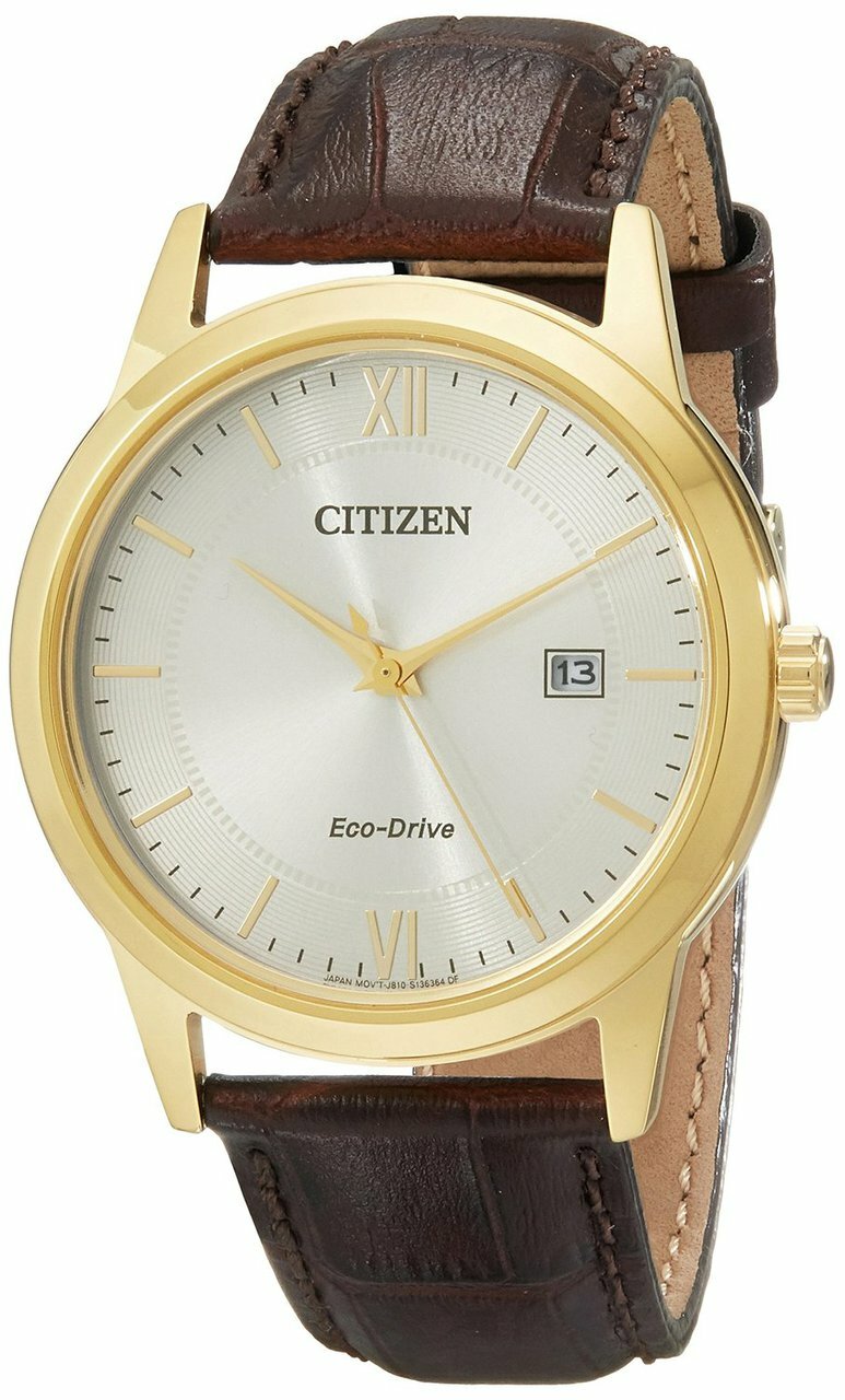 Citizen Mens Straps Eco-Drive Ivory White Dial Watch