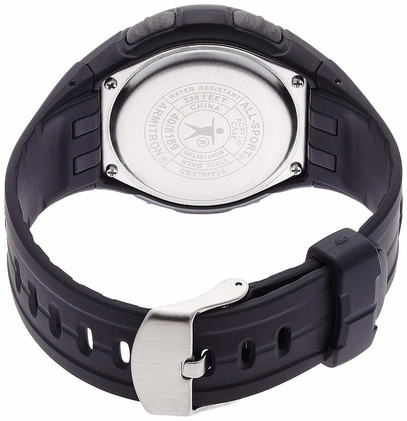 Armitron Blue Accented Digital Chronograph Black Resin Strap Mens Watch
