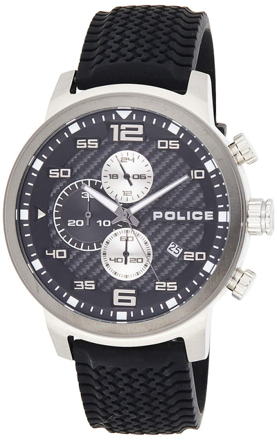 Police Bromo Black & Silver Silicone Watch PL.15657JSTU/02P