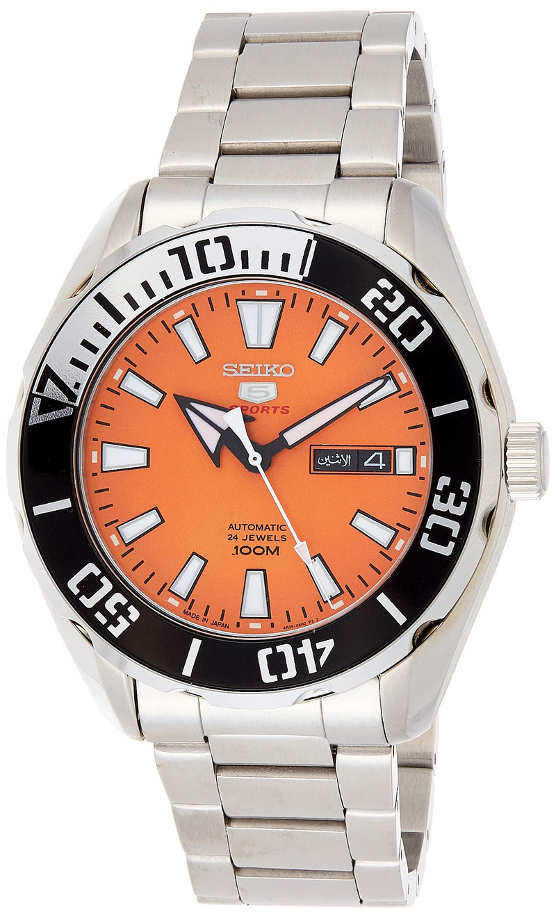 Seiko Automatic Orange Dial Stainless Steel Watch SRPC55J
