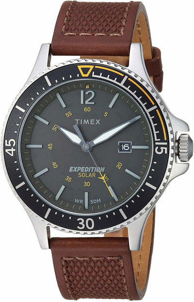 Timex Mens Tw4B15100 Expedition Ranger Solar Brown/Dark Green Leather Strap Watch