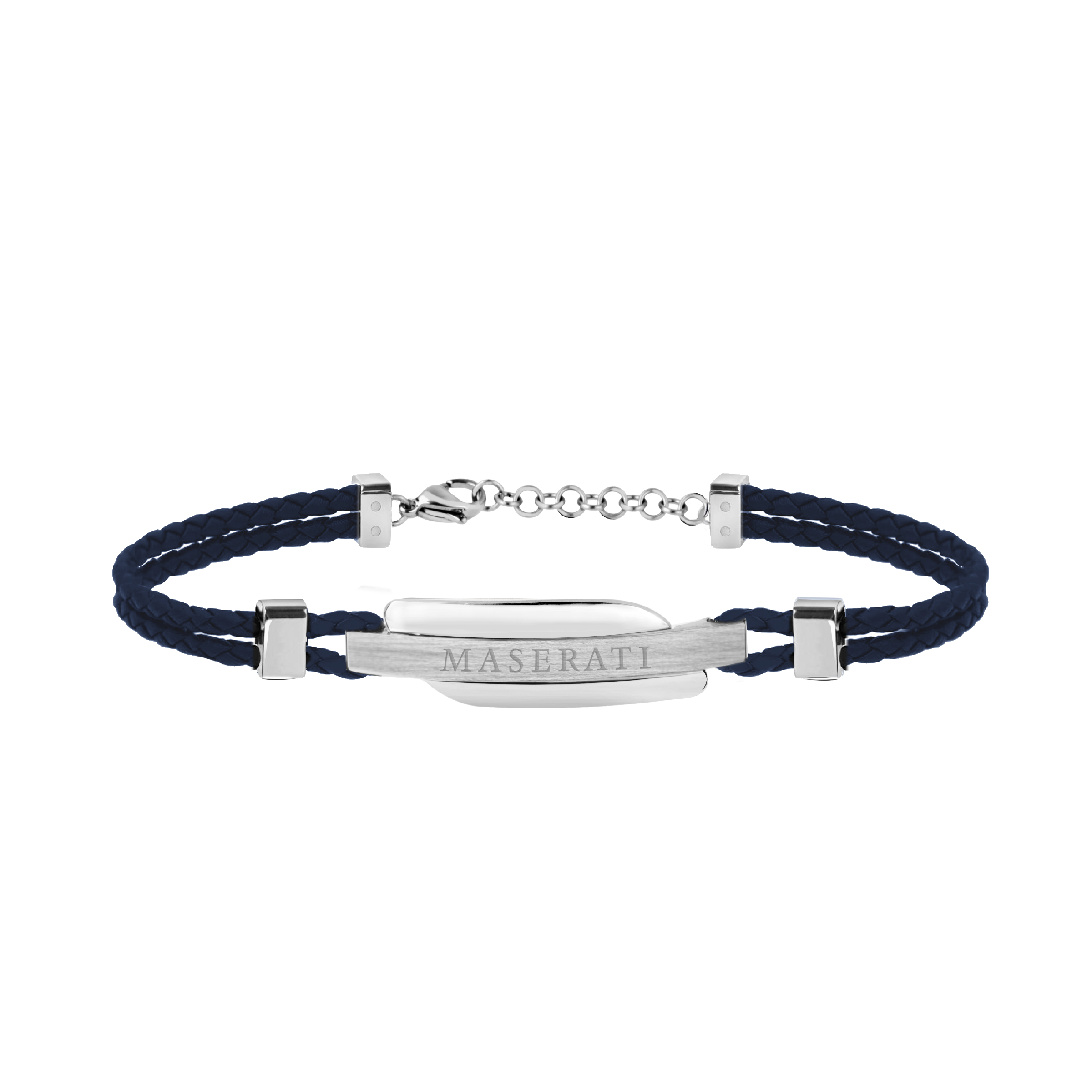 Maserati Signature Men's Blue Leather Bracelet