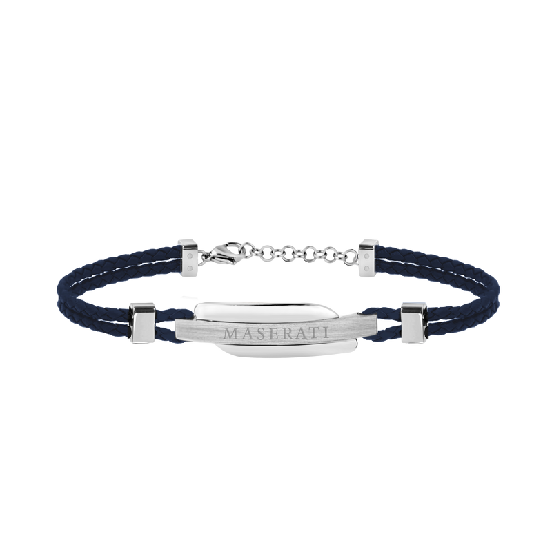 Maserati Signature Men's Blue Leather Bracelet