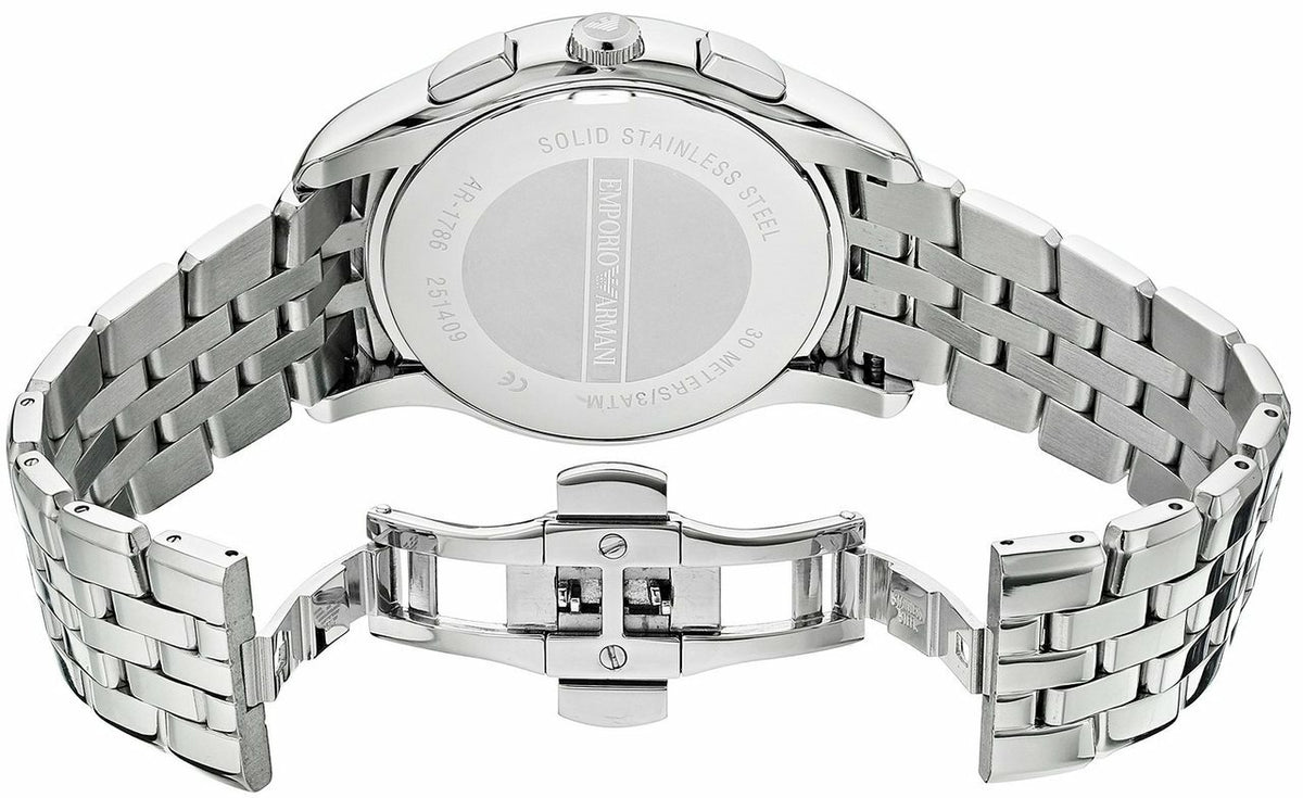 Emporio Armani Men s Stainless Steel Chronograph Watch with Silver Dia