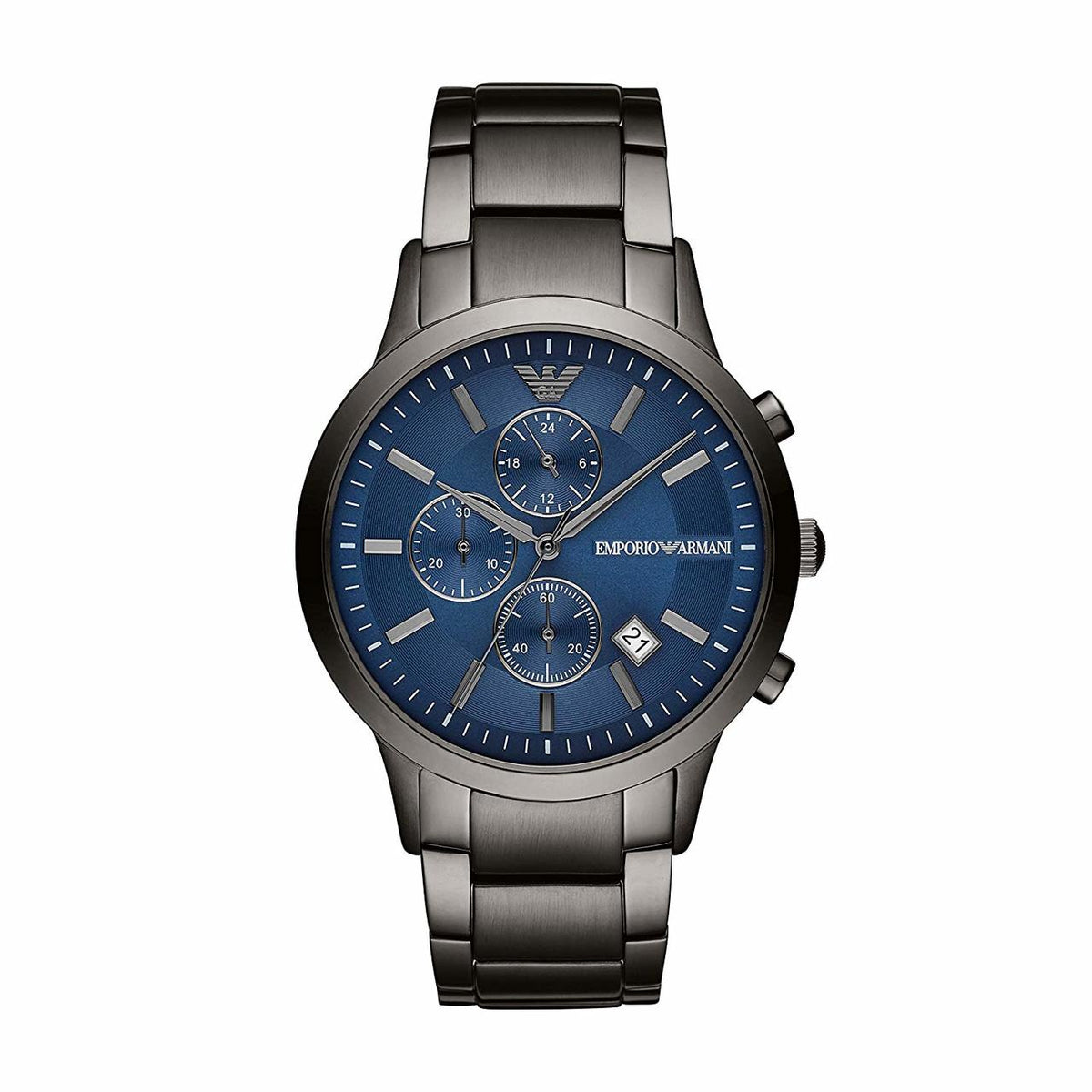 Emporio Armani Men's Chronograph Gunmetal Grey Blue Dial Watch AR11215