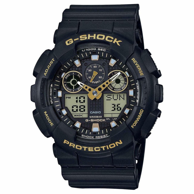Casio G-Shock Analogue-Digital Black Strap Mens Watch GA100GBX-1A9