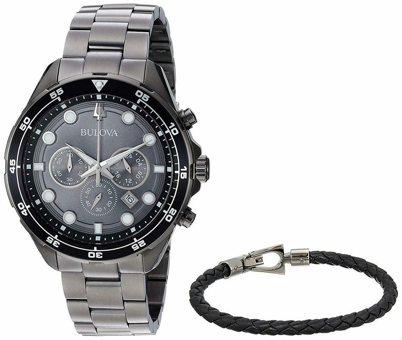 Bulova Mens Quartz Stainless Steel Dress Watch, Color:Black (Model: 98K104)