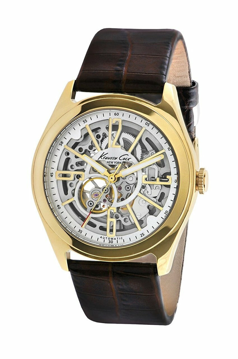 Kenneth Cole New York Kc1905 Auto Yellow Gold Bezel Round Automatic Mens Watch