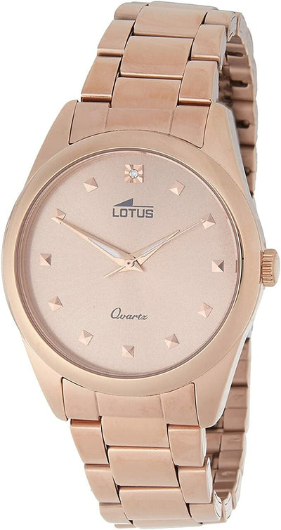 Lotus Quartz  with Rose Gold Dial and Stainless Steel Women's Watch