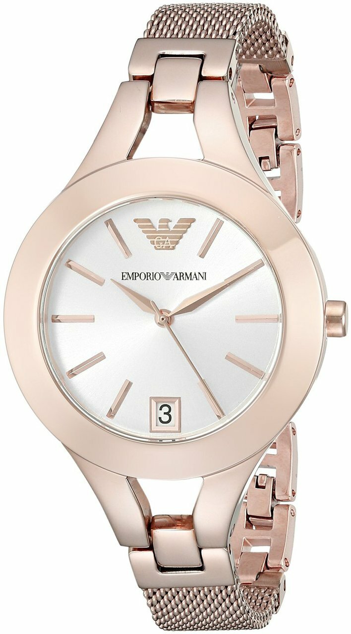 Emporio Armani Chiara Silver Dial Rose Gold Tone Ladies Watch