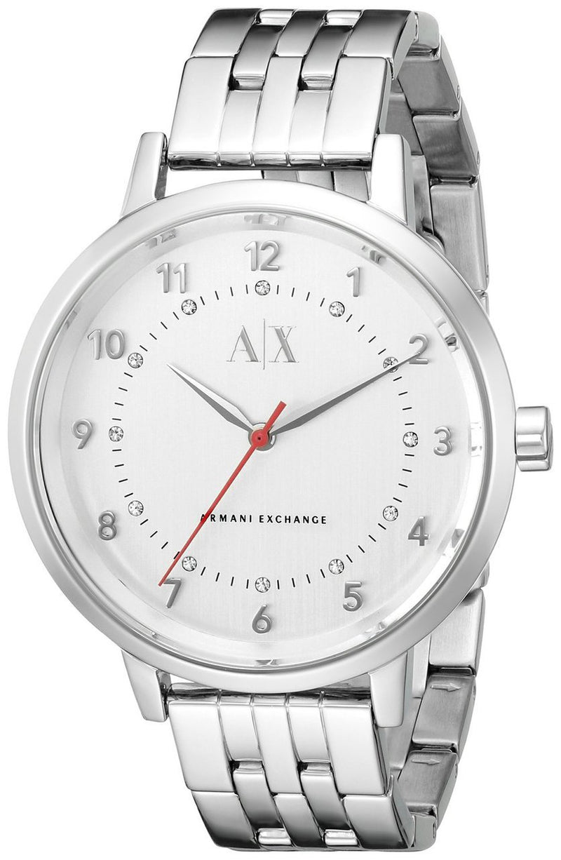 Armani Exchange Silver-Tone Dial Stainless Steel Ladies Watch