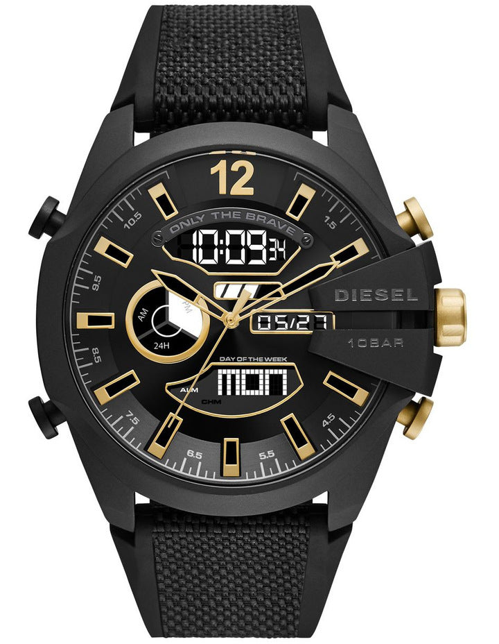 Diesel Mega Chief Analog-Digital Black Nylon and Silicone Watch