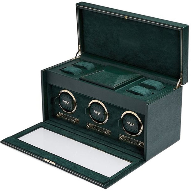 Wolf British Racing Triple Watch Winder with Storage