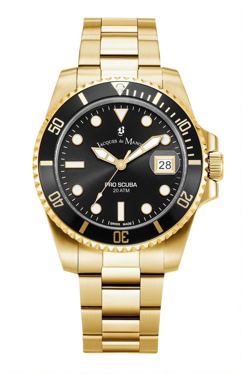 JDM Swiss-Made Pro Scuba 43 Gold and Black Watch JWG02803