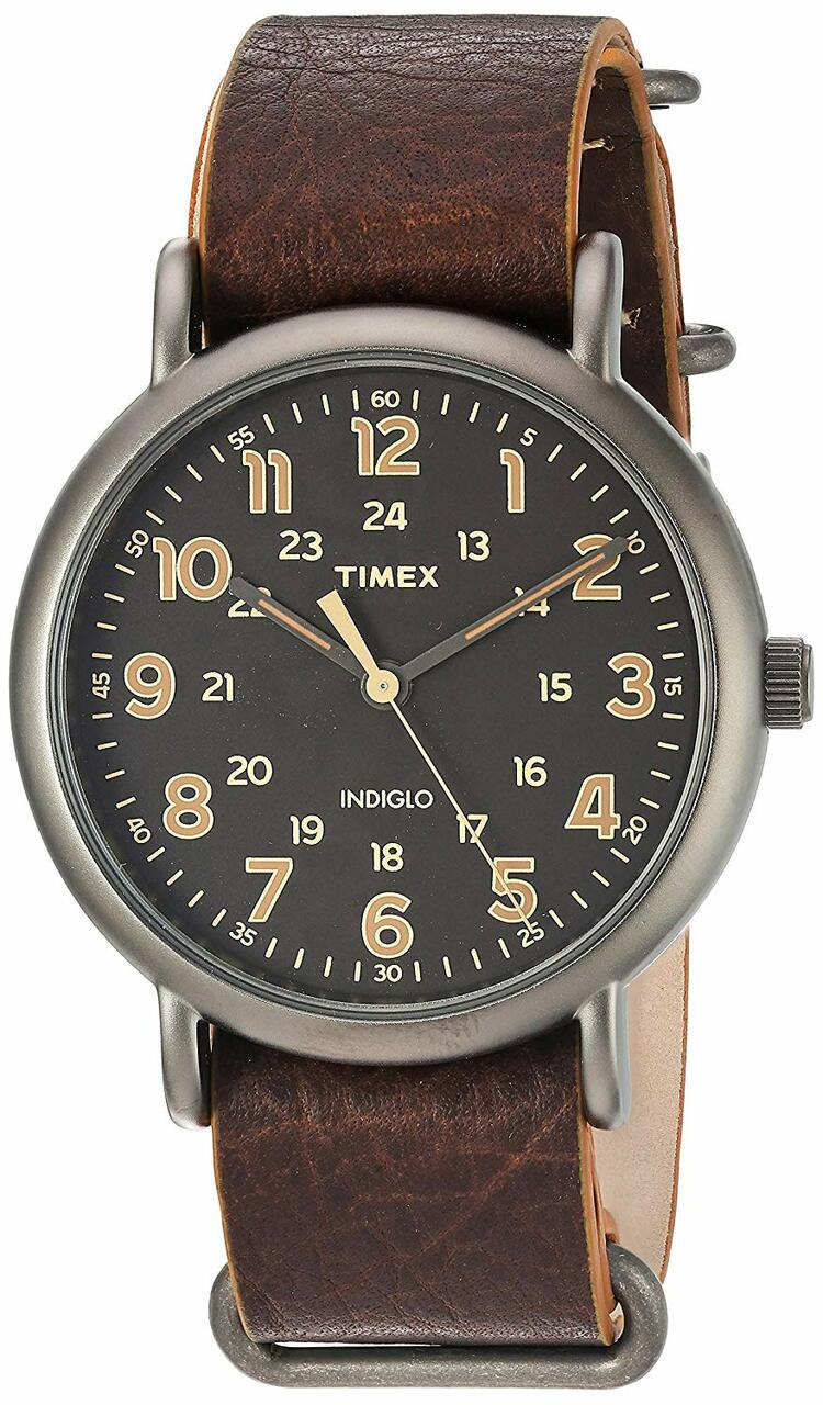 Timex Weekender 40Mm Mens Watch Brown Leather Band (Tw2P85800)