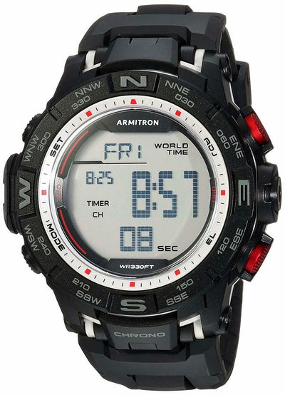 Armitron Sport 40/8410Sbk Digital Chronograph Resin Strap Mens Watch