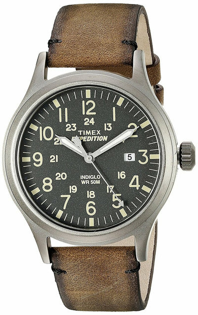 Timex Mens Brown Leather Expedition Scout 40 Watch