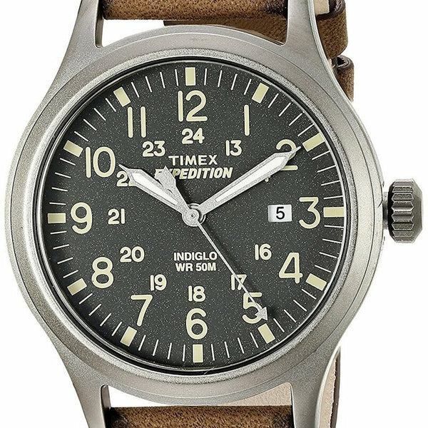 Timex Mens Brown Leather Expedition Scout 40 Watch Watch Direct
