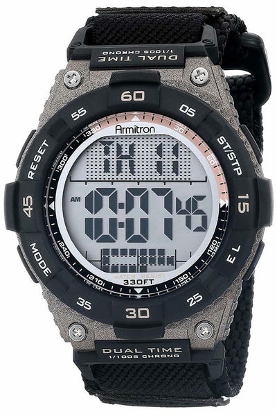 Armitron Sport 40/8330Blk Brown Accented Digital Chronograph Black Nylon Strap Mens Watch