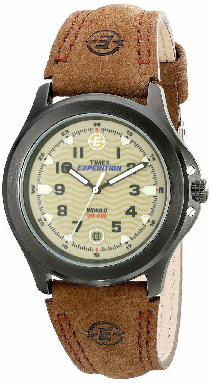 Timex Metal Field Expedition Brown Leather Strap T47012 - Mens Watch
