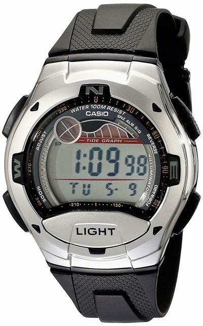 Casio W753 Digital Sports Watch W/Moon & Tide Data