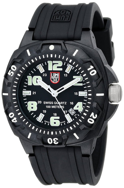 Luminox Mens 0201.Sl Sentry 0200 Black Case With Luminescent Accents, Black Rubber Band Watch