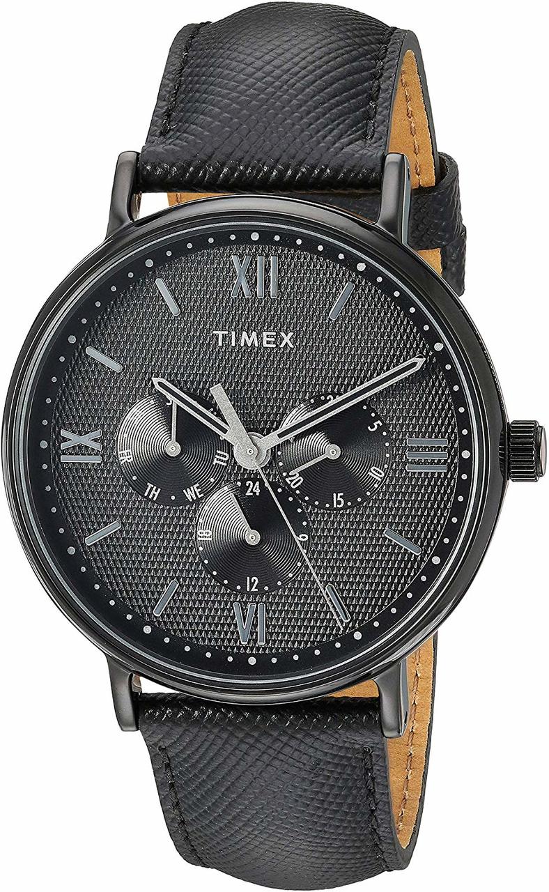 Timex Mens Tw2T35200 Southview 41 Multifunction Blackout Leather Strap Watch