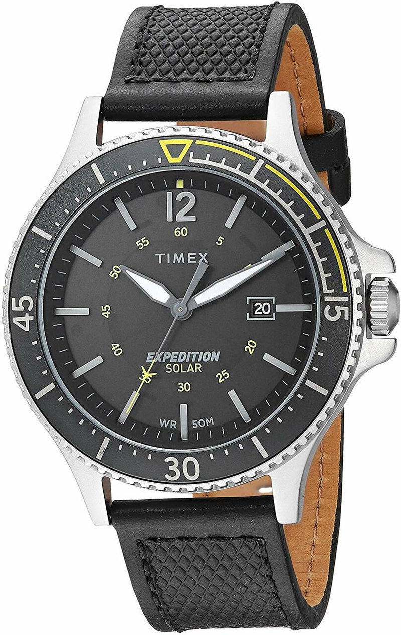 Timex Mens Tw4B14900 Expedition Ranger Solar Black Leather Strap Watch