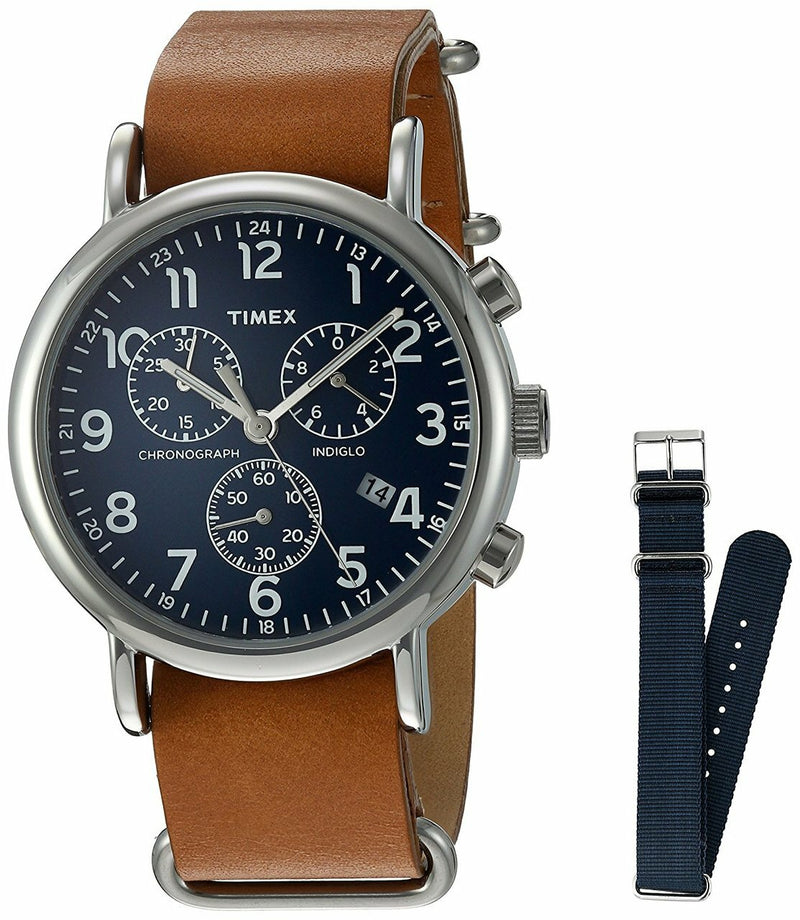 Timex Twg012800Qm Analog Quartz Brass Brown & Blue Weekender Watch