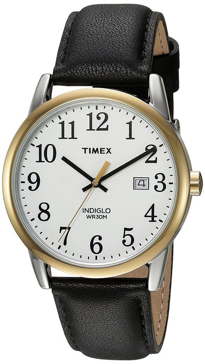 Timex men's easy reader online date leather strap watch