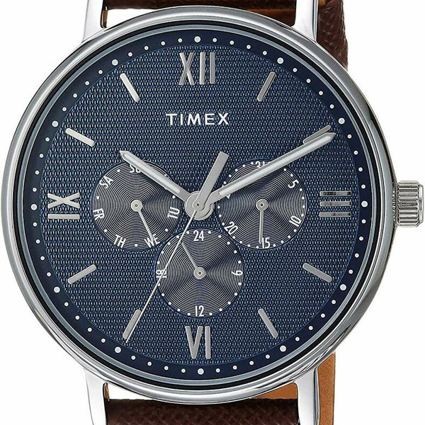 Timex Mens Tw2T35100 Southview 41 Multifunction Brown Silver Blue