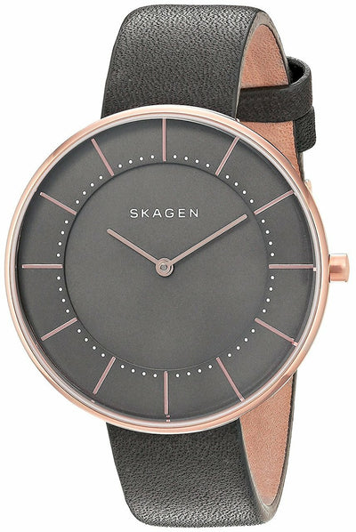 Skagen Gitte Dark Grey Dial Ladies Leather Watch