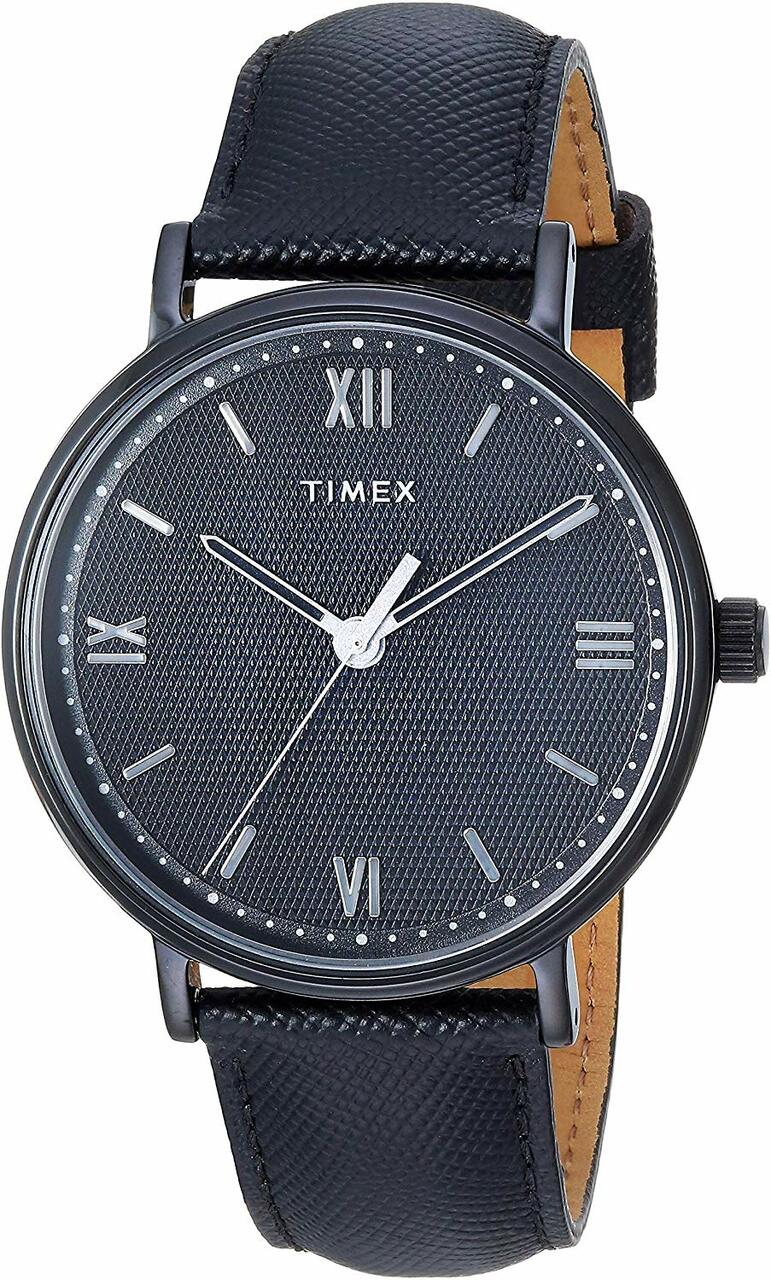 Timex Mens Tw2T34900 Southview 41 Blackout Leather Strap Watch