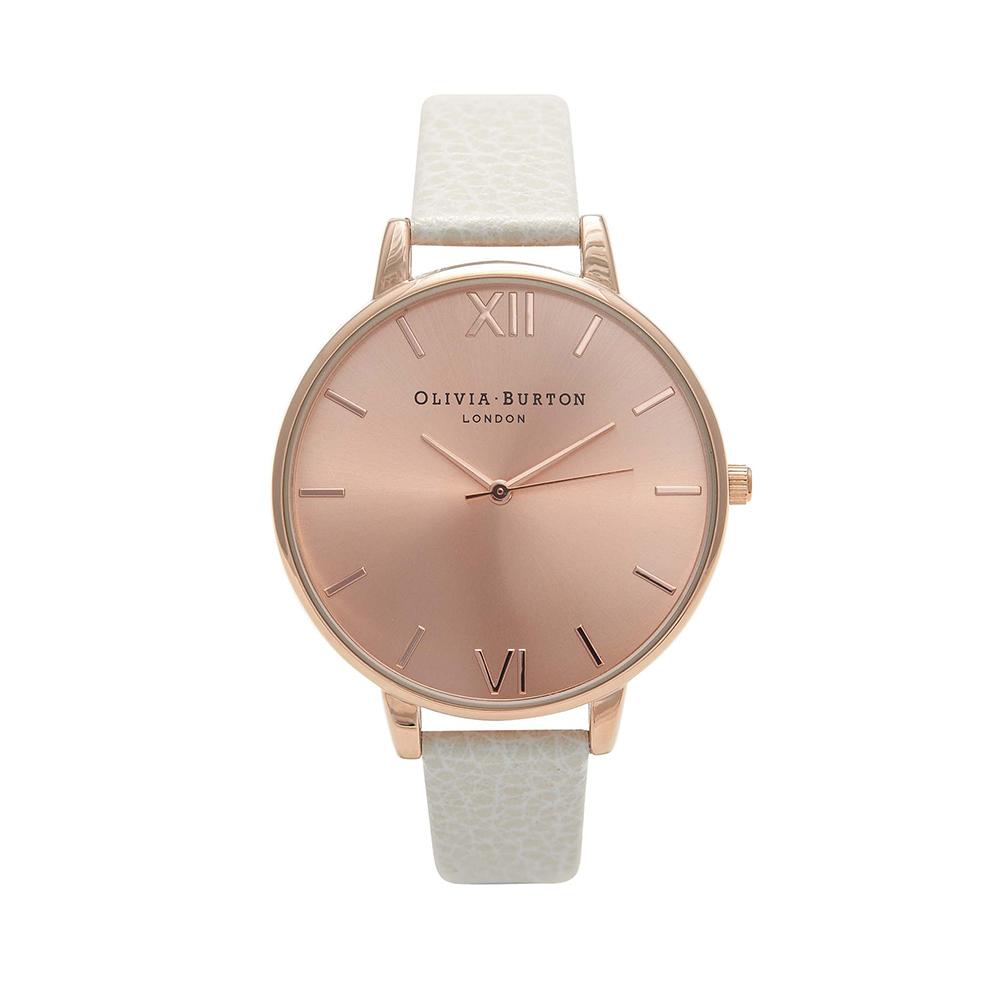 Olivia Burton Big Dial Rose Gold Case White Watch - Grey