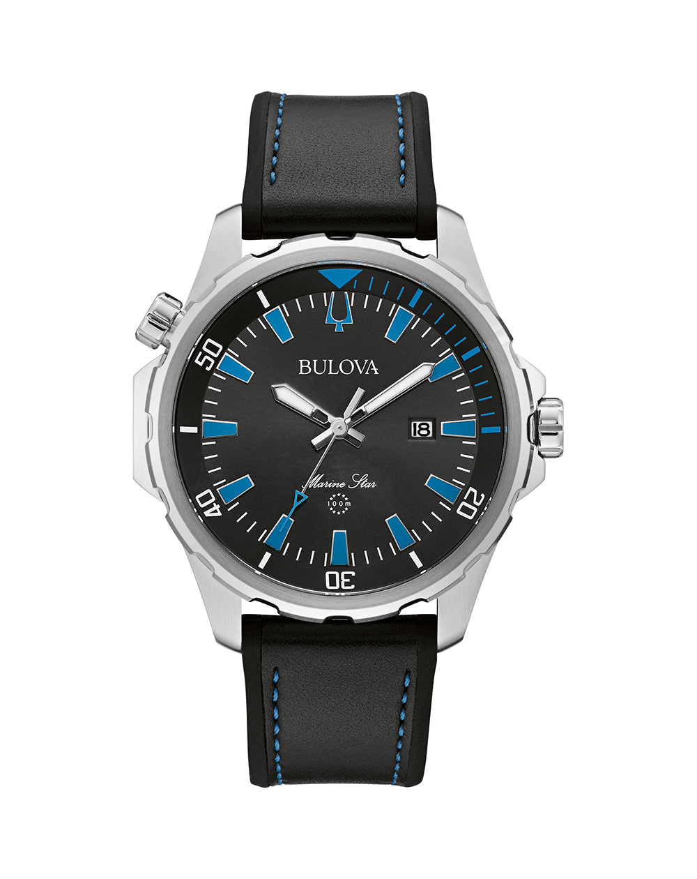 Bulova Black Dial Marine Star Men's Watch  96B337