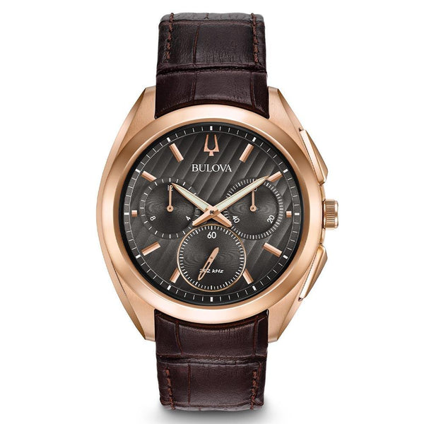 Bulova Curv Men's Stainless Steel Chronograph Watch with Brown Leather