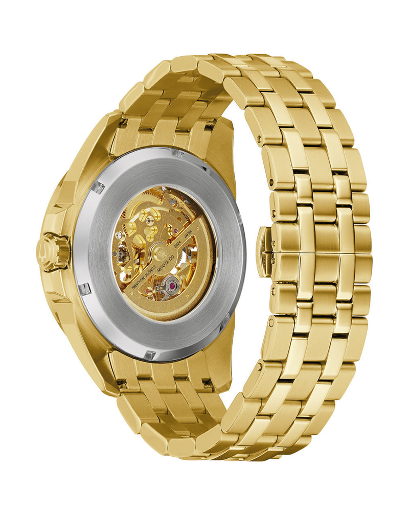 Bulova Classic Gold Skeleton Automatic Mens Watch 97A162