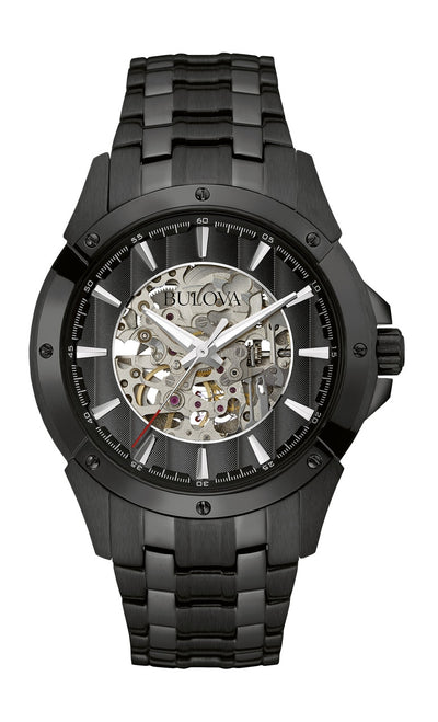 Bulova Automatic Black Ion-Plated Stainless Steel Mens Watch 98A147