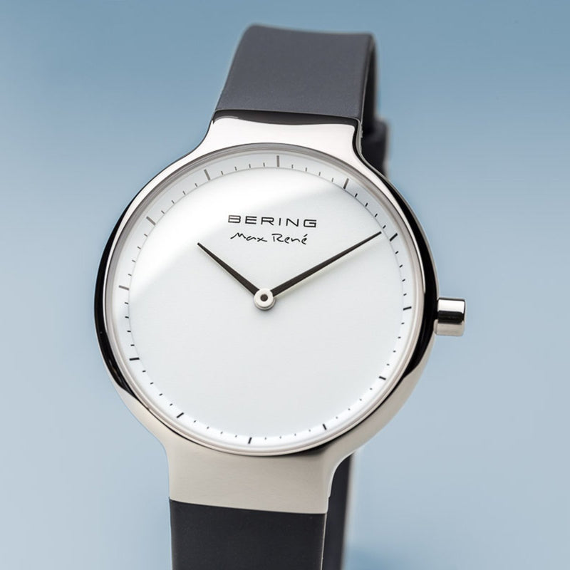Bering Max René Polished Silver Silicone Watch