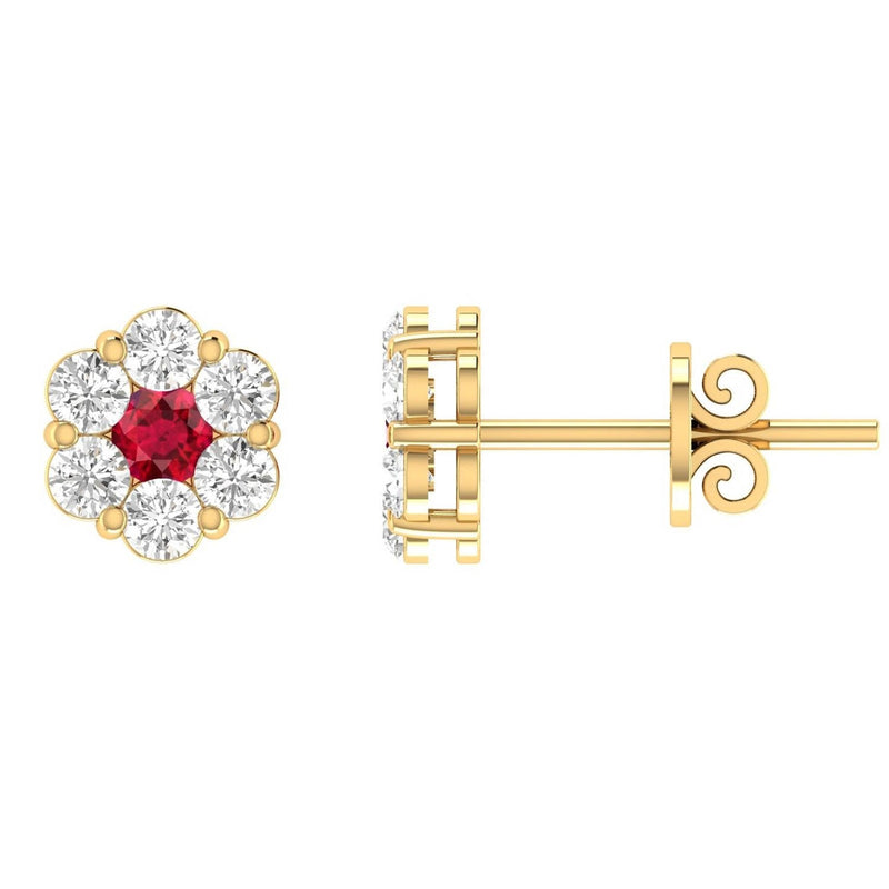 Ruby Diamond Earrings with 0.24ct Diamonds in 9K Yellow Gold - 9YRE33GHR